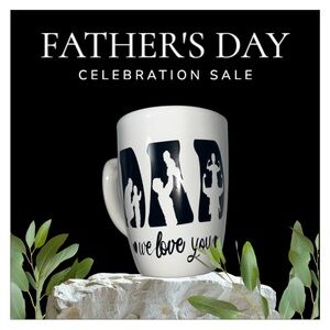 White Mug with Black 'Dad' Design